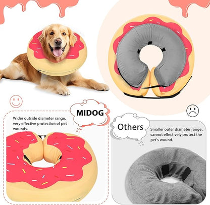 MIDOG Inflatable Dog Cone Alternative for After Surgery - Soft Protective Donut Collar Prevents Licking & Allows Eating, Comfortable Recovery E-Collar Alternative for Small Medium Large Dogs (Red,XS)