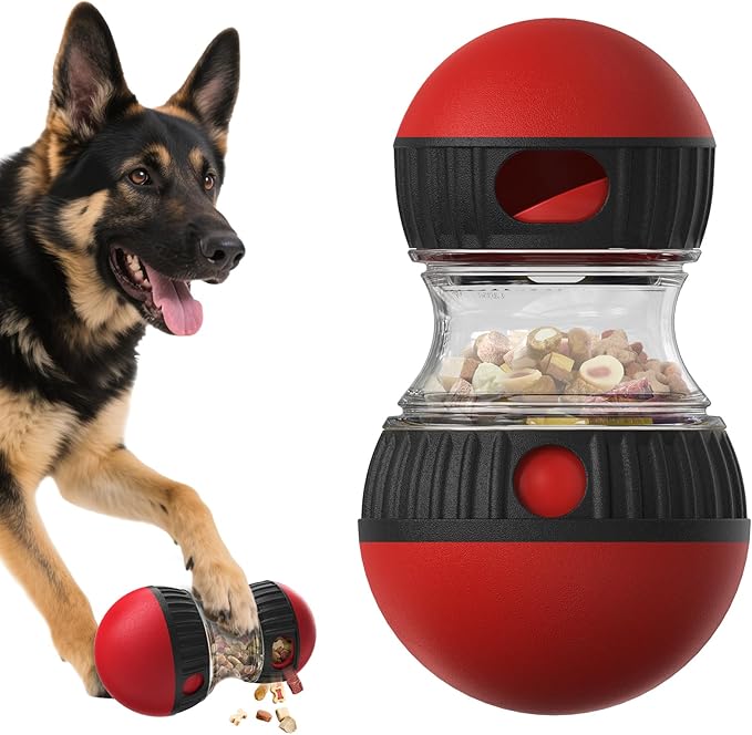 Interactive Dog Puzzle Toy - Mental Stimulation Rolling Treat Dispenser Ball & Slow Feeder Bowl Combo Set | Keeps Your Beloved Dog Focused & Busy | Extra Large Adjustable Treat Dispenser