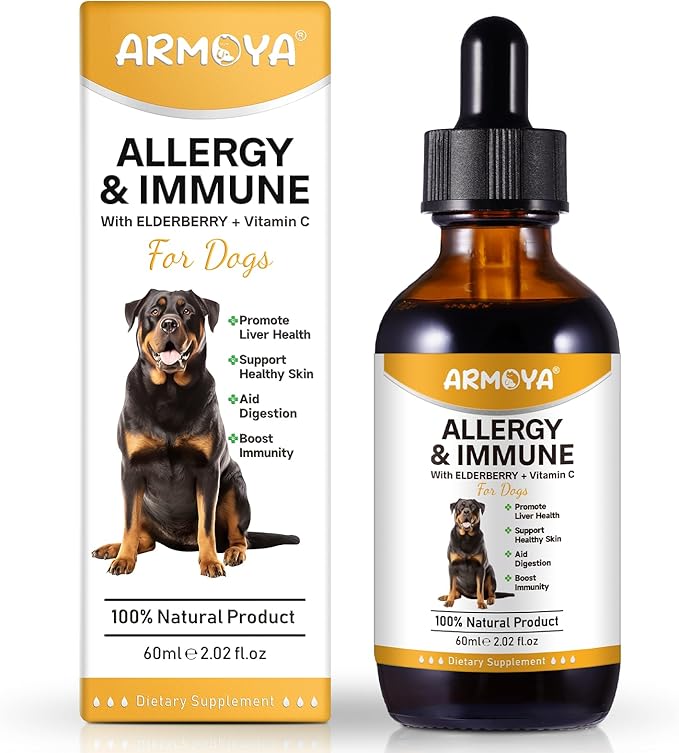 Allergy Relief Drops for Dogs,Allergy and Immune,Immune Support Supplement,Dog Supplement,Natural Pet Supplement for Dog Allergy Relief with Turmeric & Milk Thistle