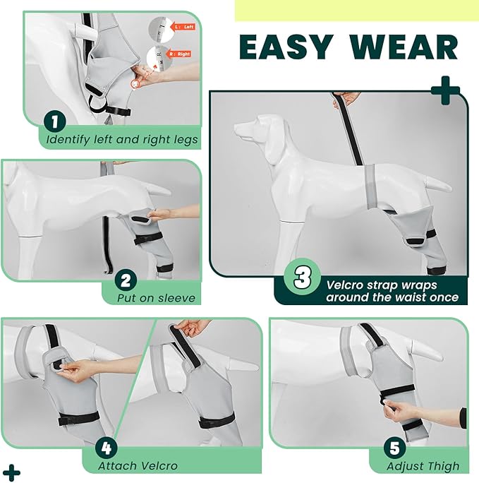 Dog Rear Leg Sleeve to Prevent Licking - Breathable Adjustable Durable Material - Single Sleeve for Back Hind Leg Wound Recovery ACL TPLO Surgery(Right-2XL)