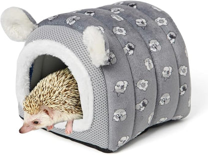 YUANST Hedgehog Bed Cave Hideout Hedgehog House Hedgehog Accessories, Hamster Small Animals Cage Supplies Warm House (Grey)