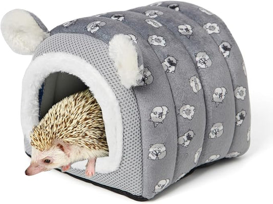 YUANST Hedgehog Bed Cave Hideout Hedgehog House Hedgehog Accessories, Hamster Small Animals Cage Supplies Warm House (Grey)