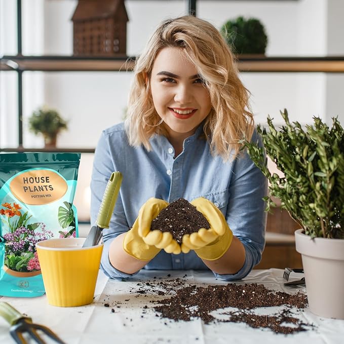 Potting Soil Mix 10qt for Indoor Plants, Organic Houseplant Soil Well Draining Dirt Ready to Use, Fit for House Plant Like Pothos, Philodendron, Monstera, African Violet