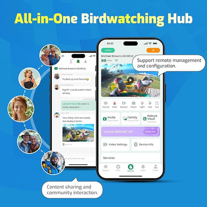 HIXX Smart Bird Feeder with Camera, AI Identify Birds & Auto Capture, 2K HD Live Camera Birdwatching with Color Night Vision for Bird Lovers Gifts (Deep Blue)