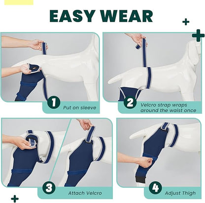 Dog Rear Leg Sleeve to Prevent Licking - Comfortable Recovery Sleeve for Back Hind Leg, Wound Recovery After Surgery for Torn ACL/CCL TPLO, with Extra Plastic Wear Strap, Cone Alternative (Deep Blue)