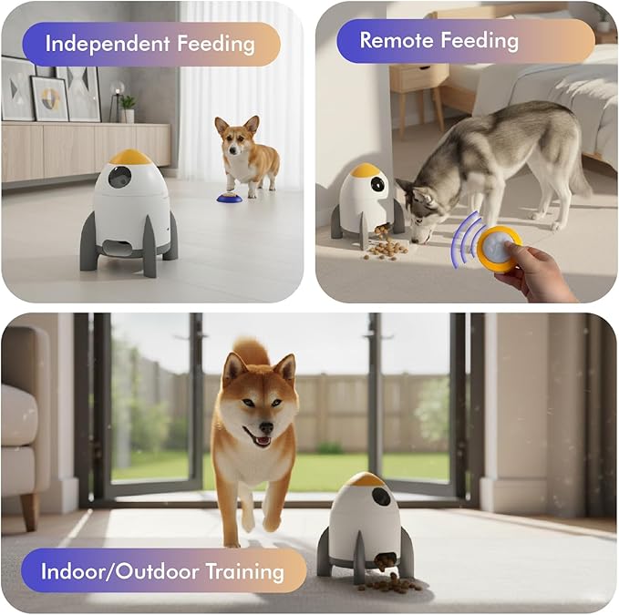 Interactive Dog Puzzle Feeder Toy, Automatic Dogs Treat Dispenser for IQ Training & Slow Feeder, Dog Food Dispenser with Remote Button, Suitable for Indoor or Outdoor Play, All Breeds, OtterVerz 11