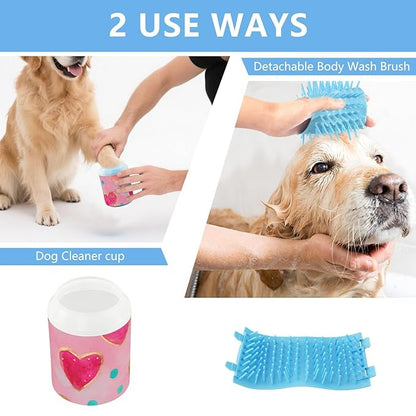 Dog Paw Cleaner Mudbuster Dog Foot Washer for Small Medium Large Dogs Cats Premium Pet Supplies Valentines Hearts Dots Pink