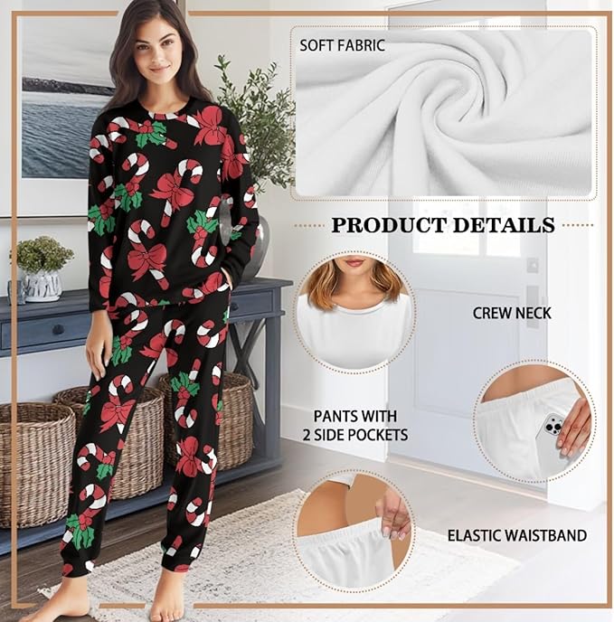 Christmas Family Pajamas Matching Sets with Pockets Dog Costumes for Small Dogs Long Sleeve Sleepwear Plus Size
