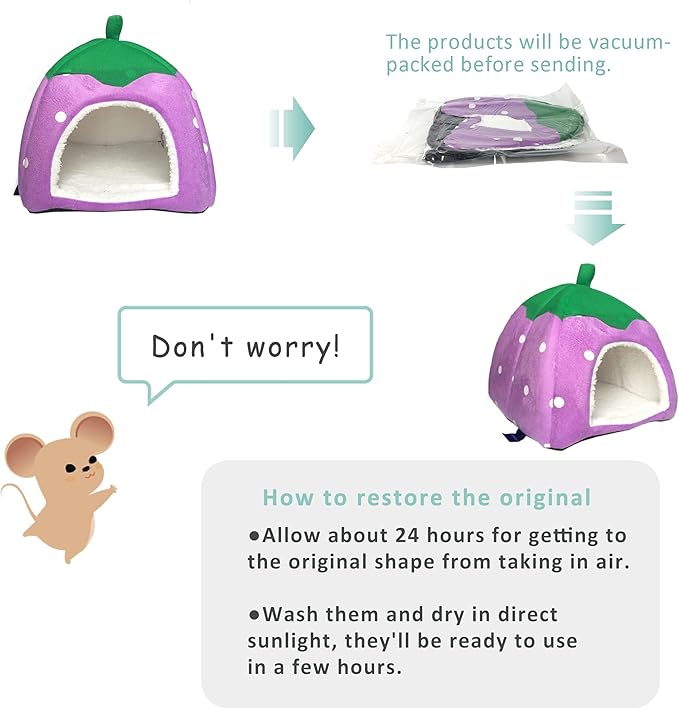 Tierecare Guinea Pig Hideout Bed Dwarf Rabbit House Cave Accessories Cozy Hide-Out for Little Bunny Hedgehog Ferret Chinchilla&Other Small Animals