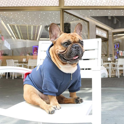 iChoue French Bulldog Frenchie Clothes Hoodies for Dogs Pug English Boston Terrier Bully Pitbull Corgi Sweatshirt Sweater Clothing - Navy/XLarge