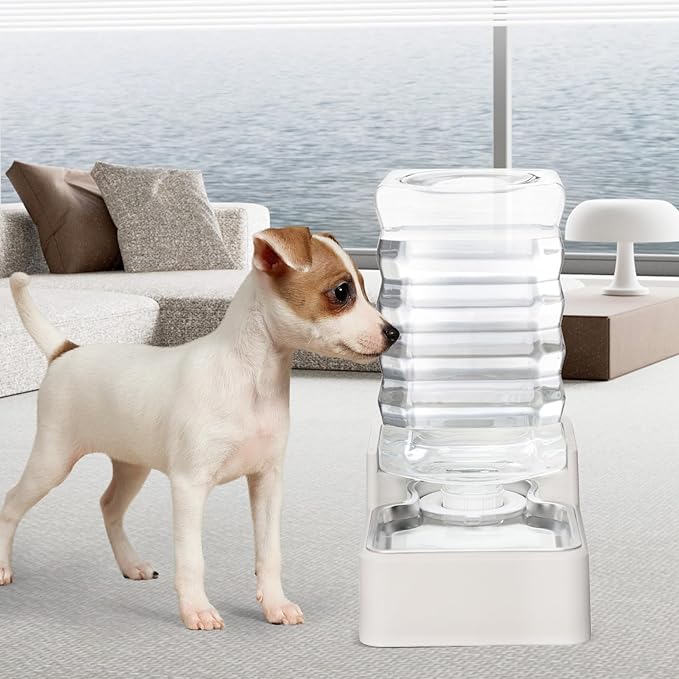 RIZZARI Stainless Steel Pet Water Feeder: 7.5L Gravity Waterer, Leak-Proof No-Spill Auto Refill - Keeps Floors Dry - Anti-Tip Base - Easy Clean - with Filter - for 25-35 LB Dogs - Home/Office