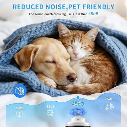 2026 Upgraded Nail Grinder,3-Speed Powerful Electric Pet Nail Trimmer,Rechargeable USB Charging/2 LED Light/Grinding Wheels/Pet Silent Cat Claw Nail Grooming Supplies for Small and Large Dogs and Cats