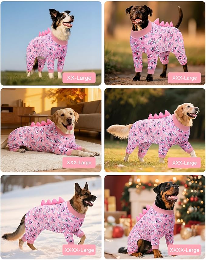CuteBone Dinosaur Costume Dog Pajamas, Stretchy Spandex Crystal Velvet Sleepwear Coat for Small Dogs, Soft & Warm Pet Outfit Clothes for Cold Weather, Cozy Pullover Design COSP09XXL