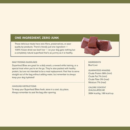 BADLANDS RANCH - Superfood Bite, Freeze-Dried Raw Dog Treats - Protein Rich, Train & Reward, Traceable Single Ingredient by Katherine Heigl (Beef Liver)