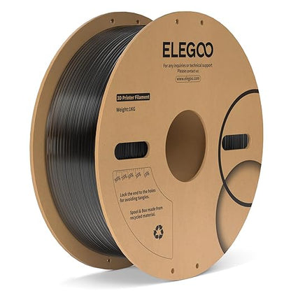 ELEGOO PC Filament 1.75mm Clear Black 1KG, Tough and Durable Professional 3D Printer Filament Dimensional Accuracy +/- 0.05mm 1KG Spool Heat Resistant 3D Printing Polycarbonate Material