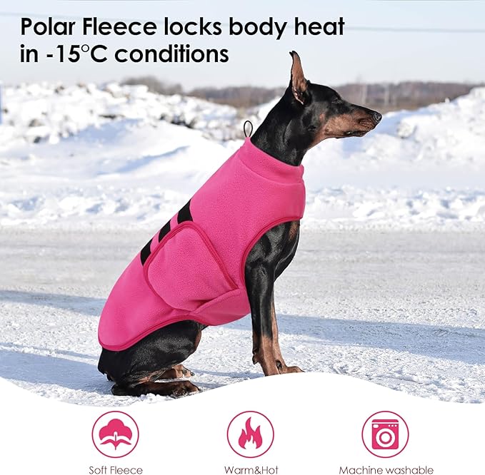 Dog Sweater,Adjustable Dog Sweaters for Small, Medium and Large Dogs Boys Girls, Dachshund Chihuahua Fleece Dogs Sweater(Pink,M)