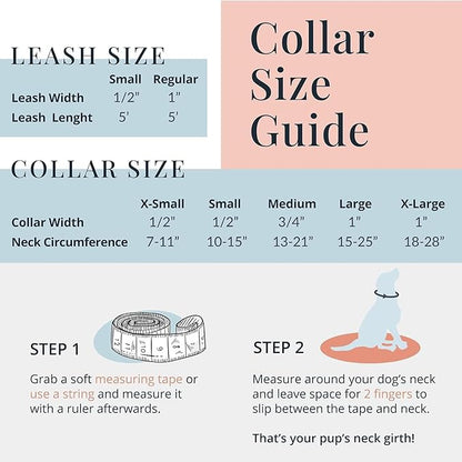 Lucky Love Dog - Adjustable Dog Collar and Leash Set with Easy Click Buckle for Small to Large Dogs, Durable, & Comfortable Collar for Male & Female Dogs, Puppies & Adult Ones - Penny Combo, Medium