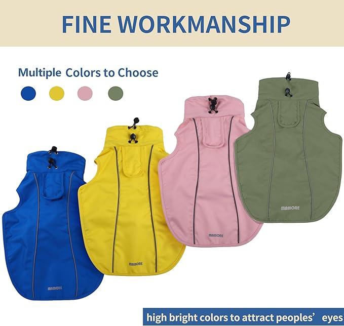 Adjustable Waterproof Dog Raincoat for Dogs,Lightweight Pet Rain Jacket Puppy Clothes with Reflective Strip for Small Medium Large Dogs (Army Green, X-Large)