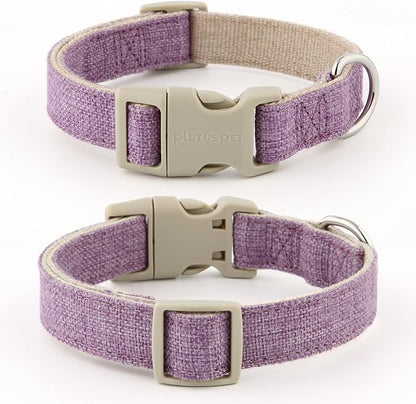 Plutus Pet Cotton Hemp Dog Collar and Leash Set, Adjustable Collar for Small, Medium, and Large Dogs, Heavy Duty and Soft on Skin, Lavender, L