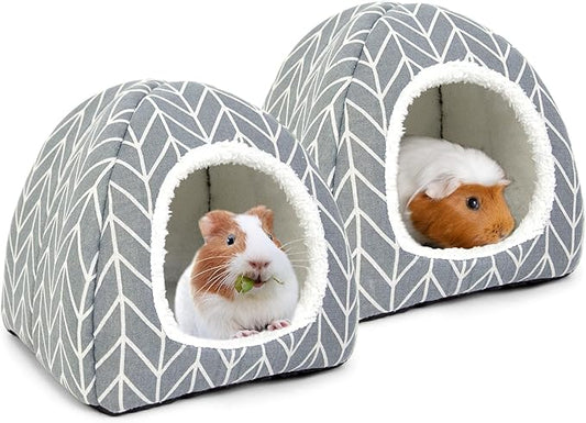 Tierecare 2 Pack Guinea Pig Hideout Bed Dwarf Rabbit House Cave Accessories Cozy Hide-Out for Little Bunny Hedgehog Ferret Chinchilla&Other Small Animals