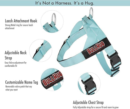 BULLHUG Adjustable Dog Harness– No Pull, No Choke – for English Bulldogs, French Bulldogs, Pugs & Broad-Chested Breeds – Easy, Safe Walks (Heart Beat, Large)