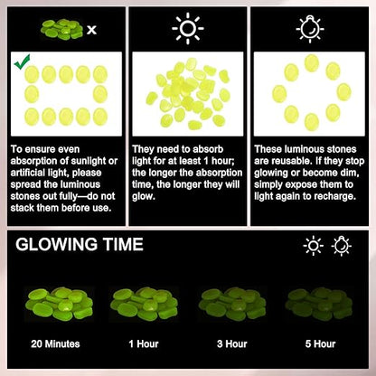 20-Pack Glow in The Dark Rocks, 1.77" Resin Outdoor Garden Decorations Luminous Pebbles Stones for Garden Plants/Aquarium/Backyard Path, Aquarium Gravel [Yellow]