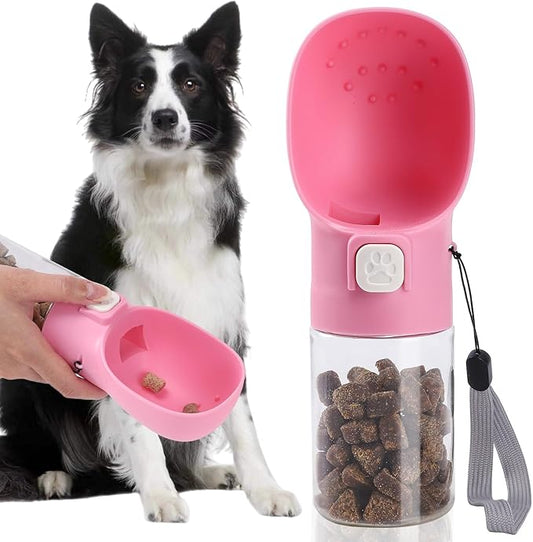 Colorday Handheld Dog Treat Dispenser Built-in Clicker & Treat Pouch, Hand Feeder for Puppy Training Walking Hiking Traveling (6.7 OZ, Pink)