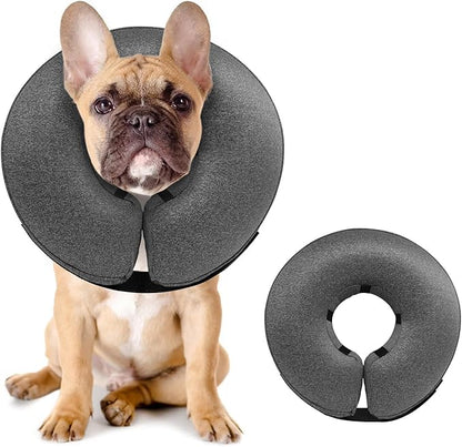 MIDOG Dog Cone - Inflatable Soft Donut Collar Alternative for Dogs After Surgery, Protective Recovery Collar Prevents Licking, Comfortable E-Collar Alternative for Small Medium Large Dogs (Gray, M+)