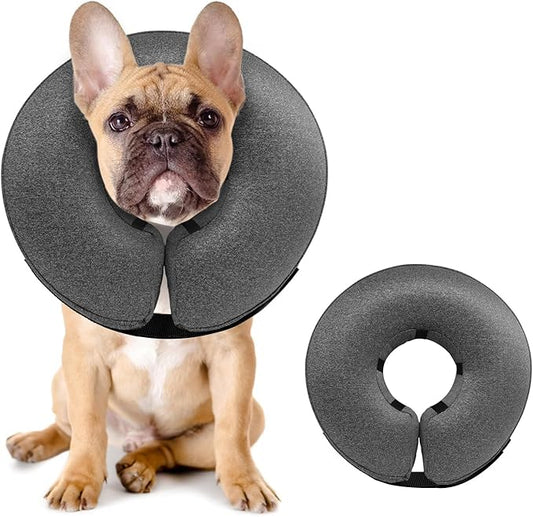 MIDOG Dog Cone - Inflatable Soft Donut Collar Alternative for Dogs After Surgery, Protective Recovery Collar Prevents Licking, Comfortable E-Collar Alternative for Small Medium Large Dogs (Gray, M+)