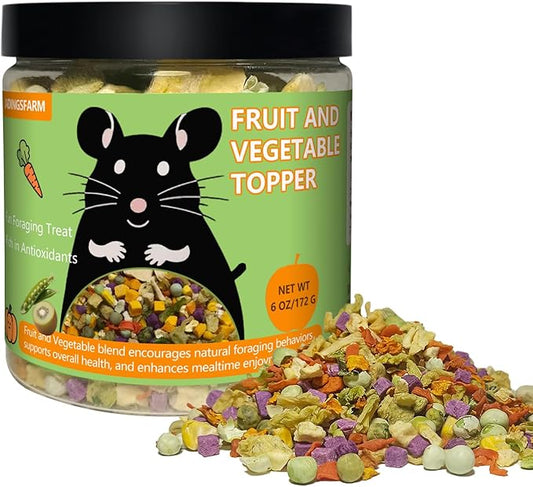 JADINGSFARM Natural Hamster & Gerbil Food 6oz, Vitamin & Mineral Rich Daily Diet for Hamsters, Gerbils,Guinea Pigs, Chinchillas,Supports Dental Health and Digestion, Fruit & Vegetable Hamster Food