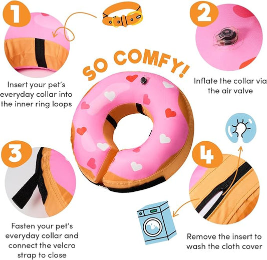 BENCMATE Inflatable Dog Cone Collar Alternative, Soft Dog Cone for Small Medium Large Dogs and Cats, Neck Recovery ECollar Donut Collar After Surgery (Small, HeartShape)
