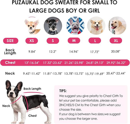 Dog Sweater,Adjustable Dog Sweaters for Small, Medium and Large Dogs Boys Girls, Dachshund Chihuahua Fleece Dogs Sweater(Pink,M)