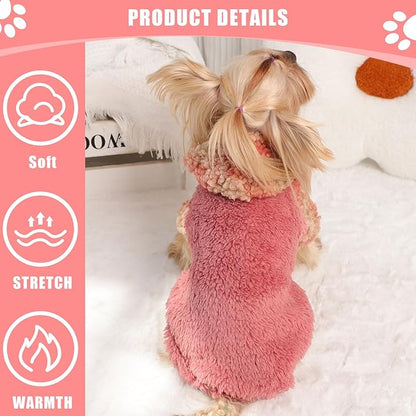 Plaid Dog Hoodie Dog Sweaters for Small Dogs Male Winter Warm Extra Small Puppy Sweater for Chihuahua Teacup Yorkie Soft Fleece Clothes Girl Boy Tiny Outfits Pet Clothing, Red, XXS