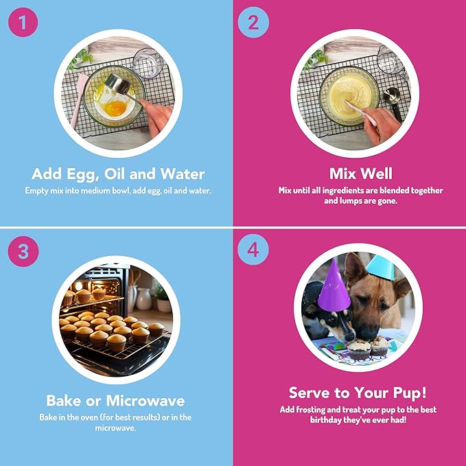 Dog Birthday Cake Kit 6 Flavors - Cake Mix for Dogs, Icing Mix, Large Bone Shape Silicone Pan and 24 Candles, Bake or Microwave By Puppy Cake Mix (Swirl, Pumpkin)