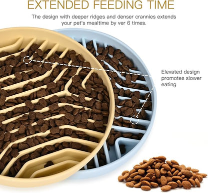 Slow Feeder Dog Bowls 2PCS, Puzzle Silicone Dog Feeding Bowls with Suction Cups, Anti-Choking, Non-Slip Design, Reduces Boredom, Anxiety, Ideal for Medium to Small Dogs & Cats - XAQMHSW