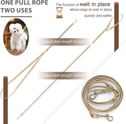 Small Dog Harness with Leash and Flower, Cute Breathable Puppy Harness Easy for Walking, No Pull No Choke Escape Proof Pet Harness, Brown S