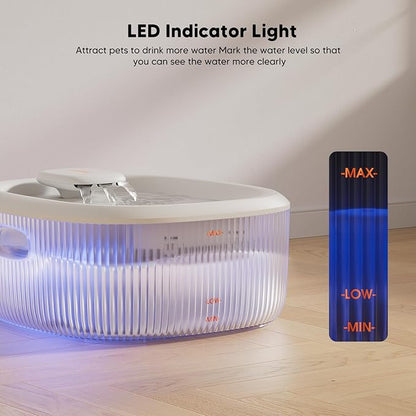 WOPET Dog Water Fountain for Large Dogs, 6L/205oz/1.7Gal Dog Water Bowl Dispenser, Automatic Cat and Pet Water Fountain with 2 Filters&Visual Water Level for Large Medium Small Breed Dogs Pets