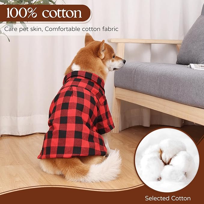 Dog Shirts Plaid Dog Clothes for Small Medium Large Dogs - Owner and Pet Shirts Sold Separately