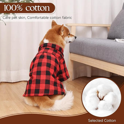 Dog Shirts Plaid Dog Clothes for Small Medium Large Dogs - Owner and Pet Shirts Sold Separately
