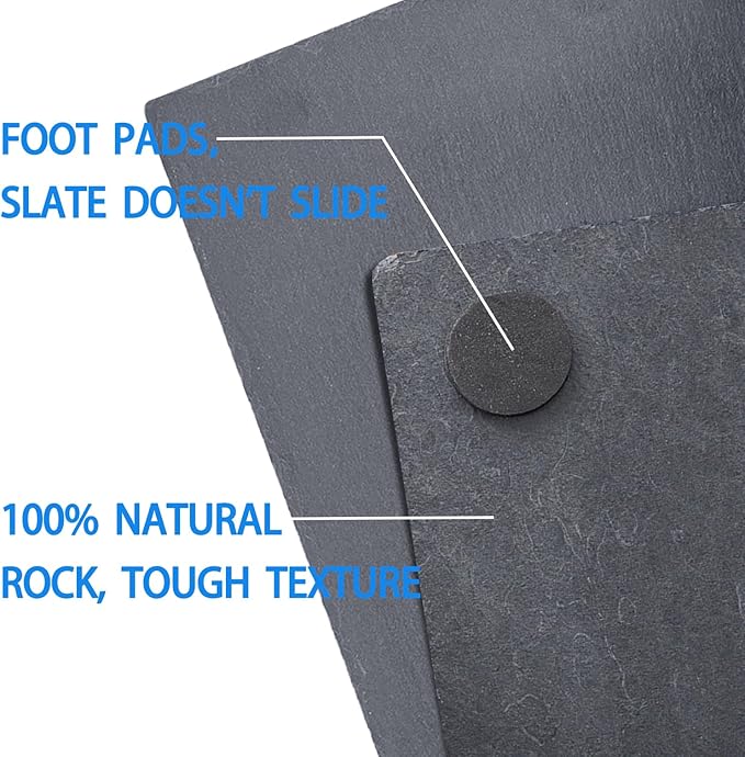 2 Pack Reptile Basking Platform 11.8 × 6" + 4", Reptile Slate, Basking Rock, Slate Tiles Rocks for Reptiles,Terrarium Bowls for Bearded Dragon Tortoise Turtle Ball Python Snake Lizard Gecko