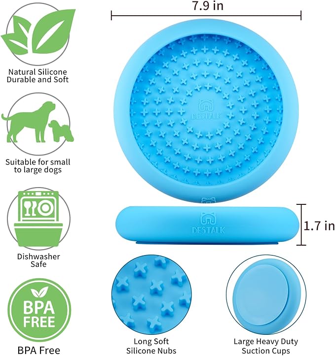 Dog Lick Bowl, Bestalk Anxiety Relief Slow Feeder Dog Lick Mat Treat Dispenser, Non-Slip Dogs Licking Bowl Enrichment Toys, BPA Free Silicone, Dishwasher Safe