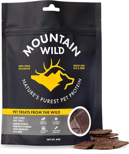 Venison Jerky Training Treats for Dogs – Elk & Deer Meat Protein Dog Treat High-Value Reward – All-Natural, No Fillers, Grain-Free, No Artificial Preservatives – 8 oz (1 Pack)
