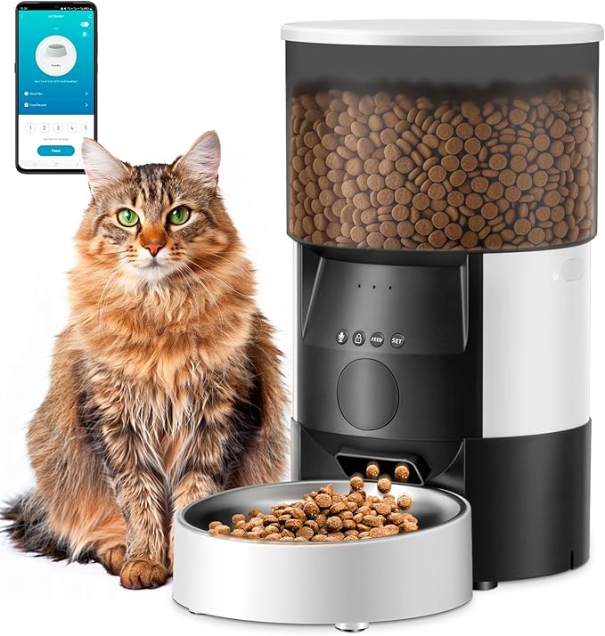 Ducksky Automatic Cat Feeder, 2.4Ghz WiFi Timed Dog Food Dispenser with APP Control, 3L Auto Dry Food Feeders for Pets, Programmable Portion Control, 10 Meals/Day, 10s Voice Recorder (WiFi)