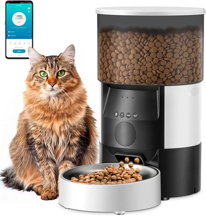 Ducksky Automatic Cat Feeder, 2.4Ghz WiFi Timed Dog Food Dispenser with APP Control, 3L Auto Dry Food Feeders for Pets, Programmable Portion Control, 10 Meals/Day, 10s Voice Recorder (WiFi)