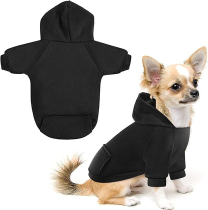 Idepet Pet Dog Hoodies Dog Clothes for Small Dogs Vest Chihuahua Clothes Warm Coat Jacket Autumn Puppy Outfits Cats Dogs Clothing(S,Black)