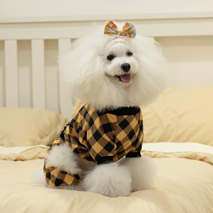 CuteBone Thanksgiving Dog Pajamas Costumes Pet Clothes Cat Apparel Shirt Winter Holiday Cute Pjs Outfits for Doggie Onesies P261XS X-Small