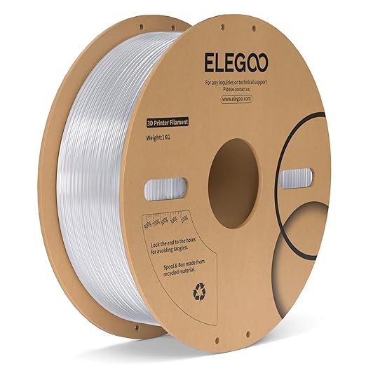 ELEGOO PC Filament 1.75mm Transparent 1KG, Tough and Durable Professional 3D Printer Filament Dimensional Accuracy +/- 0.05mm 1KG Spool Heat Resistant 3D Printing Polycarbonate Material
