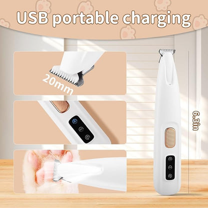 Upgraded Electric Dog Paw Trimmer, Paw Trimmers for Dog's Feet, Rechargeable Pet Shaver with LED Light, Low Noise Pet Hair Clippers for Paws Eyes Ears Face Rump