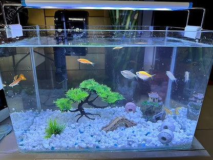 AWXZOM Small Japanese Fish Tank Decorations Set, Suitable for Aquariums up to 5 Gallon or Fish Bowl, Includes Small Decorations Artificial Plastic Plants Fish Tank House