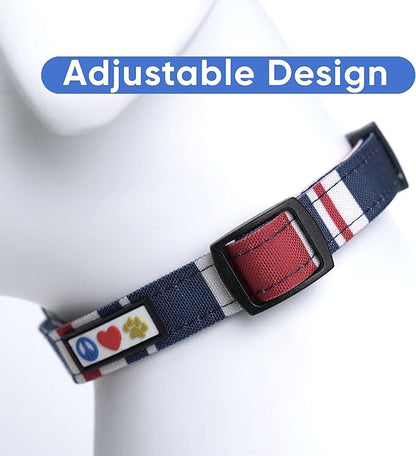 Pawtitas Pet Soft Adjustable Solid Color Nylon Puppy/Dog Collar can be Personalized Large Red/White/Blue